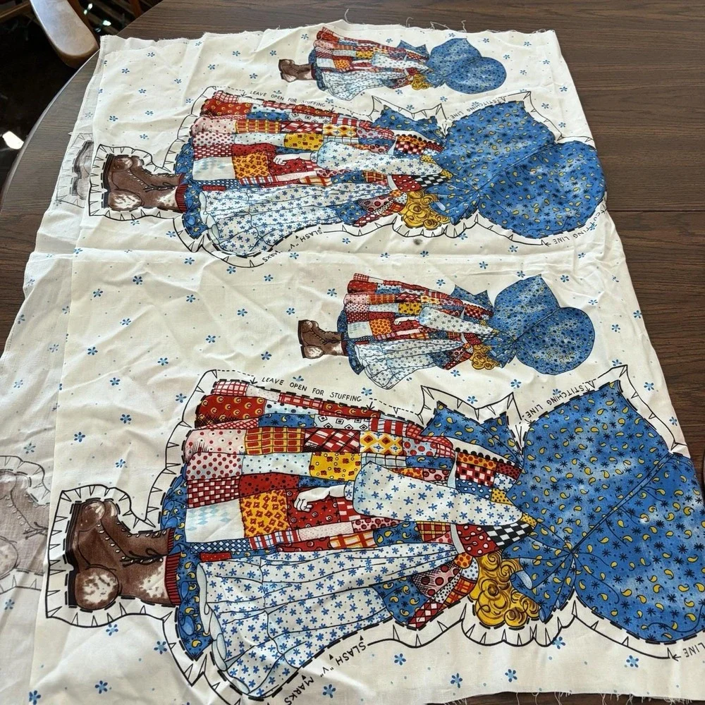 Vintage Holly Hobbie Fabric Panel American Greetings Cut and Sew 2 Complete